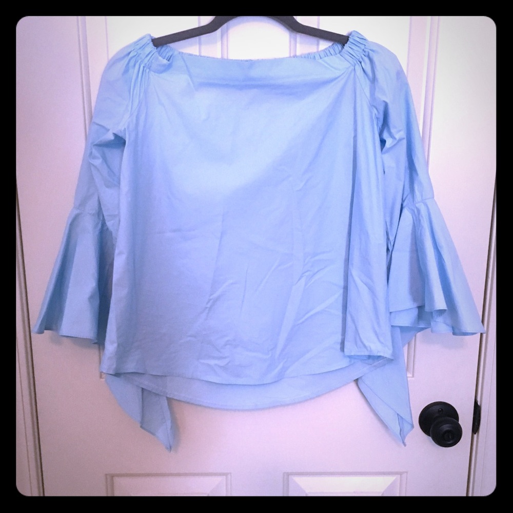 Zara sky blue bell sleeved blouse